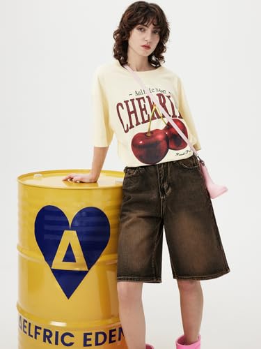 Aelfric Eden Oversized Graphic Tees Unisex Cherries Print T Shirts Casual Summer Short Sleeve Top Cotton Cute Tee Shirt4