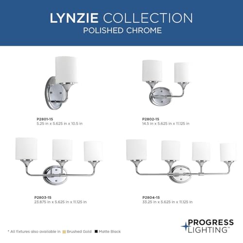 Progress Lighting Lynzie Collection 3-Light Etched Opal Glass Modern Bath Vanity Light Polished Chrome by Progress Lighting - Image 5