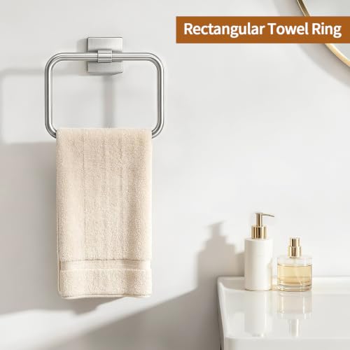 Jesginboo Hand Towel Holder, Rectangular Towel Ring, Brushed Nickel by Jesginboo - Used condition - Image 2