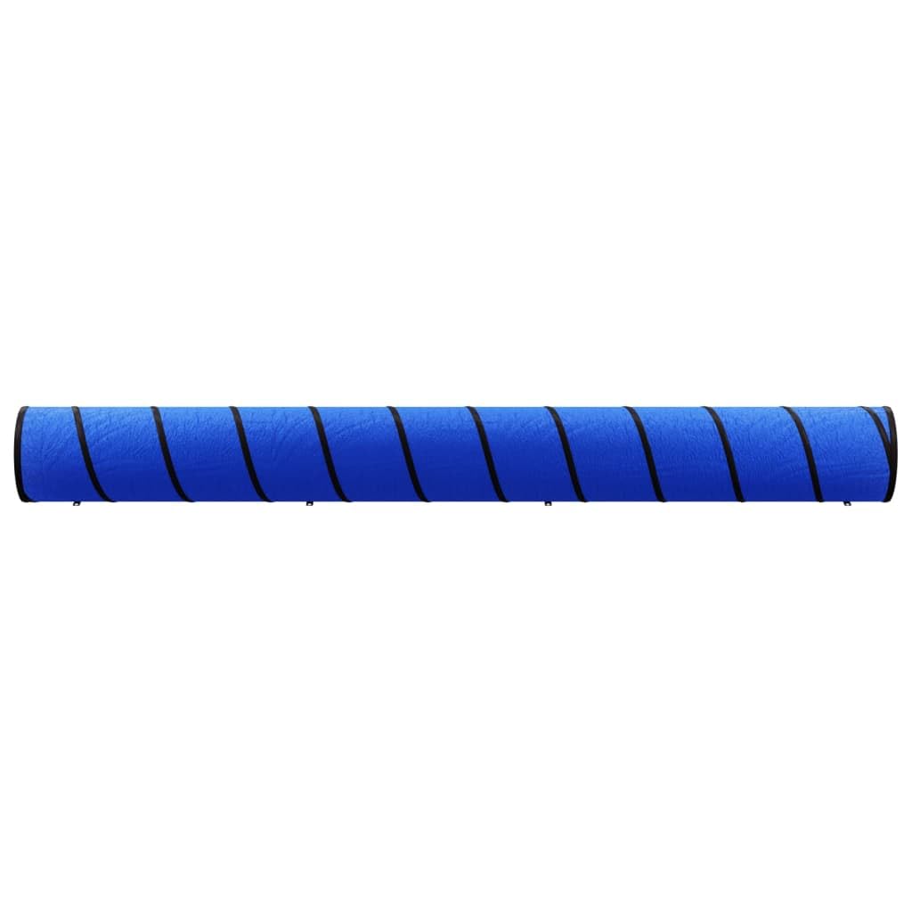 Túnel para perros azul Ø 55 x 500 cm de poliéster y metal, túnel de juego plegable con 8 piquetas, bolsa de transporte, para perros, gatos, conejos, hurones, interiores y exteriores, jardín