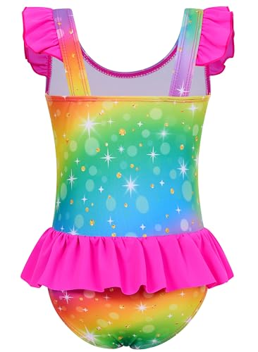 Image of Toddler Girls One Piece Ruffle Swimsuit Mermaid Bathing Suit 2-7Y