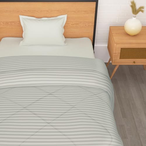 Image of Single Bed Comforter 180 GSM Reversible Microfiber | Comforter Single | AC Comforter Single Bed | Lightweight All Season Comforter | Blanket Single Size - Light Grey