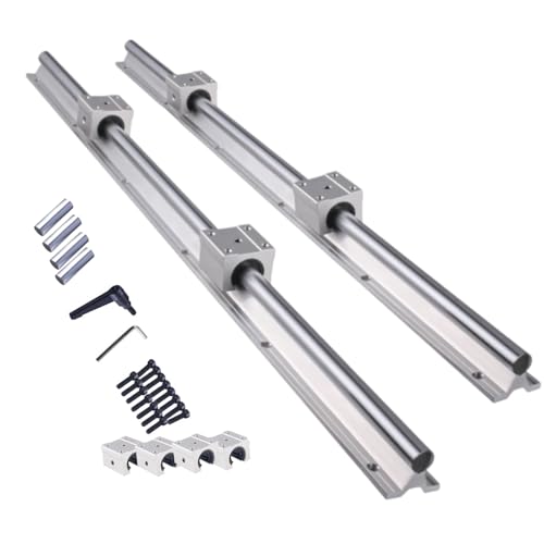 CNCYEAH Linear Rail Spliced SBR20 3000mm 2PCS Linear Rail Guide with 8PCS SBR20UU Square Type Carriage Bearing Blocks 4 PCS dowels for DIY CNC Routers Lathes Mills Automated Machines
