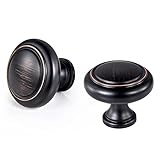 YCSJ 10 Pack Oil Rubbed Bronze Kitchen Cabinet Hardware Round Knobs,1.2-inch Diameter Oil-Rubbed Bro