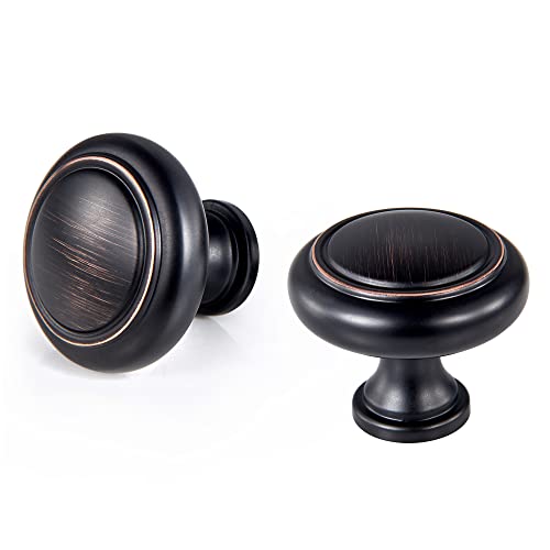 Ycsj 10 Pack Oil Rubbed Bronze Kitchen Cabinet Hardware Round Knobs,1.2-Inch Diameter Oil-Rubbed Bronze Knobs For Cabinets And Drawers #TOP3