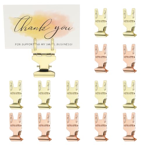 PATIKIL 30PCS Portacarteles, Portaseñales Metálicos Rotativos Soporte Para Etiquetas Exhibidor Flexible Para Mostrar Precios Supermercados la venta por menor Grapas, Tono Rosa Dorado