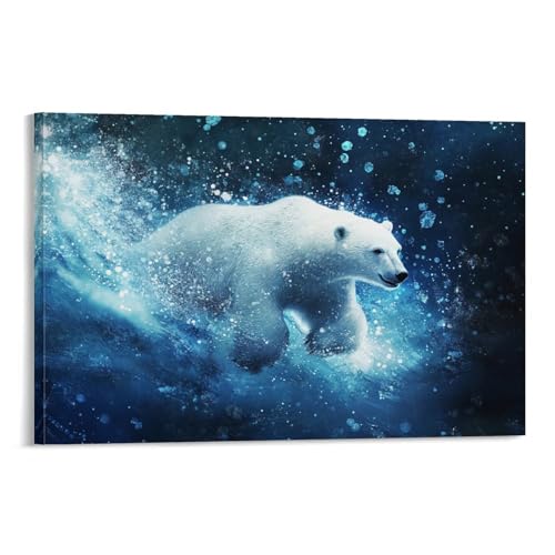 Ours polaires décoration murale salon tableau boho moderne pour chambre 30x45