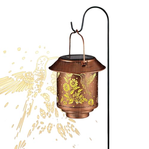 Farolillo Solar De Colibrí Para Exterior,Lámpara Solar Exterior Colibrí Para Jardín | Arte en Metal Impermeable para Jardín, Patio, Porche, Césped y Senderos
