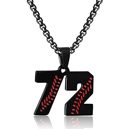Personalized Number Necklace for Boys 0-99 Athletes Jersey Number Stainless Steel Baseball Team Charms Pendant Baseball Gifts for Men
