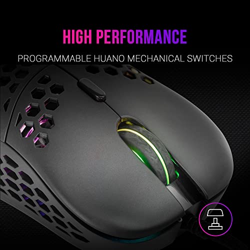 MM55, Mouse Gaming RGB Chroma, Ultra-lCeggero 55g, 12800 DPI, Switch Meccanici Programmabili HUANO, Nero - Mouse gaming - Immagine 3