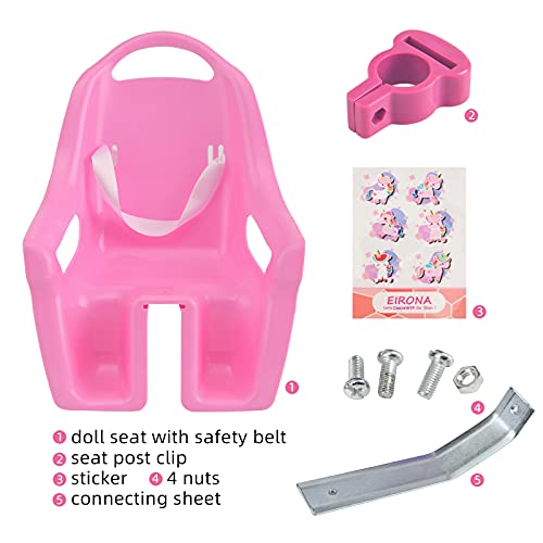 Eirona Doll Bike Seat For Girls, Bicycle Doll Chair For 12 14 16 18 20 Inch Bike, American Girl Kids Children Bike Accessories For Doll, Pink #TOP1