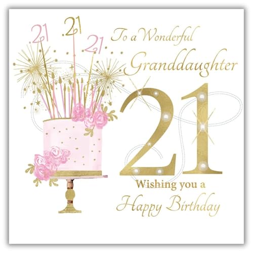 Granddaughter 21st Birthday Card, Large Format With 8-Page Insert, Pink