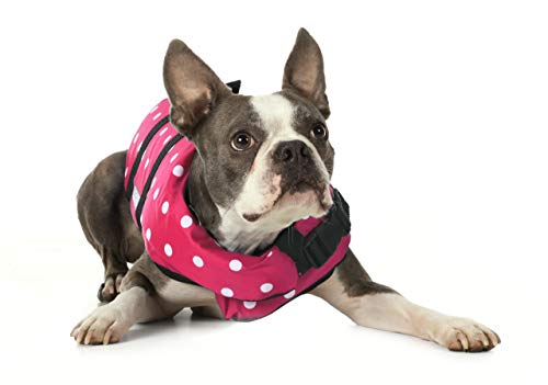 Seachoice Dog Life Vest, Adjustable Life Jacket for Dogs, w/Grab Handle, Pink Polka Dot, Size XS, 7-15 Lbs.