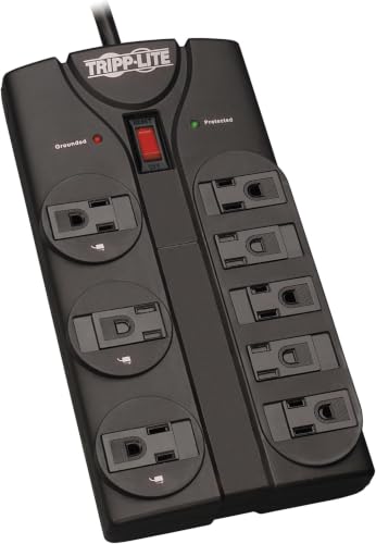 Image of Eaton Tripp Lite Series TLP808B 8 Outlet Surge Protector Power Strip with Flat Plug,1440 Joule Rating,Black, UL Listed&Certified,8ft Extension Cord with Multiple Outlets for Home Office, (Pack of 6)