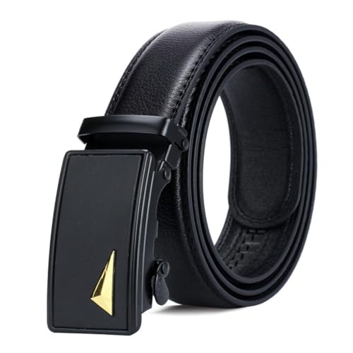 JSEIAJB Business Men's Belt Automatic Buckle Men's Belt Black Buckle Belt