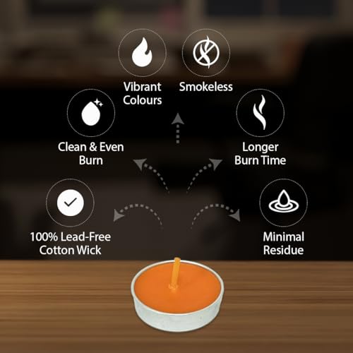 Image of D'Velas Coloured Unscented Wax Tealight Candles - Pack of 100 | 2 Hours Burning Time | Paraffin Wax, Unscented, Smokeless, Dripless, for Home Decor, Offices & Other Occasion