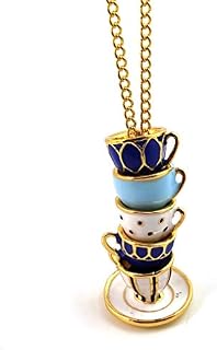 YAZILIND Long Necklace Enamel Glaze Tea Cup Pendant Sweater Chain Women Jewelry