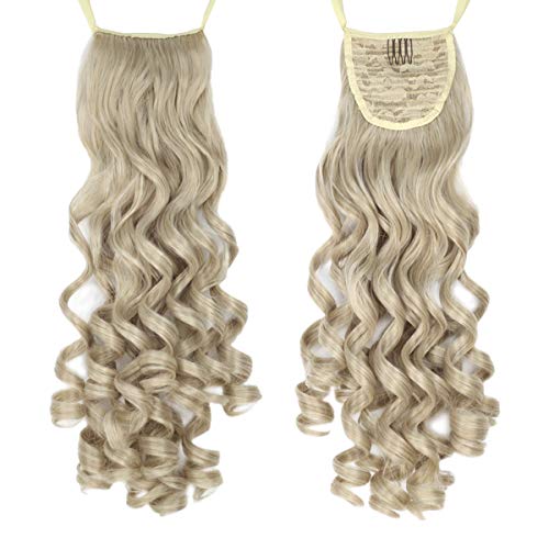 Miss U Hair 18"/45cm Women Long Screw Curly Drawstring Ribbon Ponytails Hairpiece Hair Extensions Wigs (16/613 Blonde)