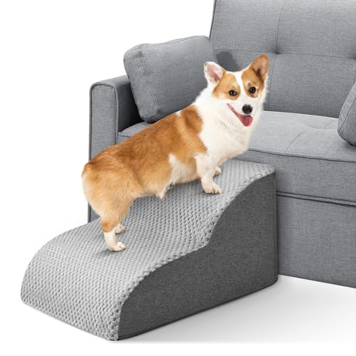 SenDeluz Escalera para Perros, Rampa para Mascotas Extraíble y Lavable, Escaleras para Mascotas de Espuma de Alta Densidad, Escalera Antideslizante para Mascotas para Perros y Gatos,2 Escalones
