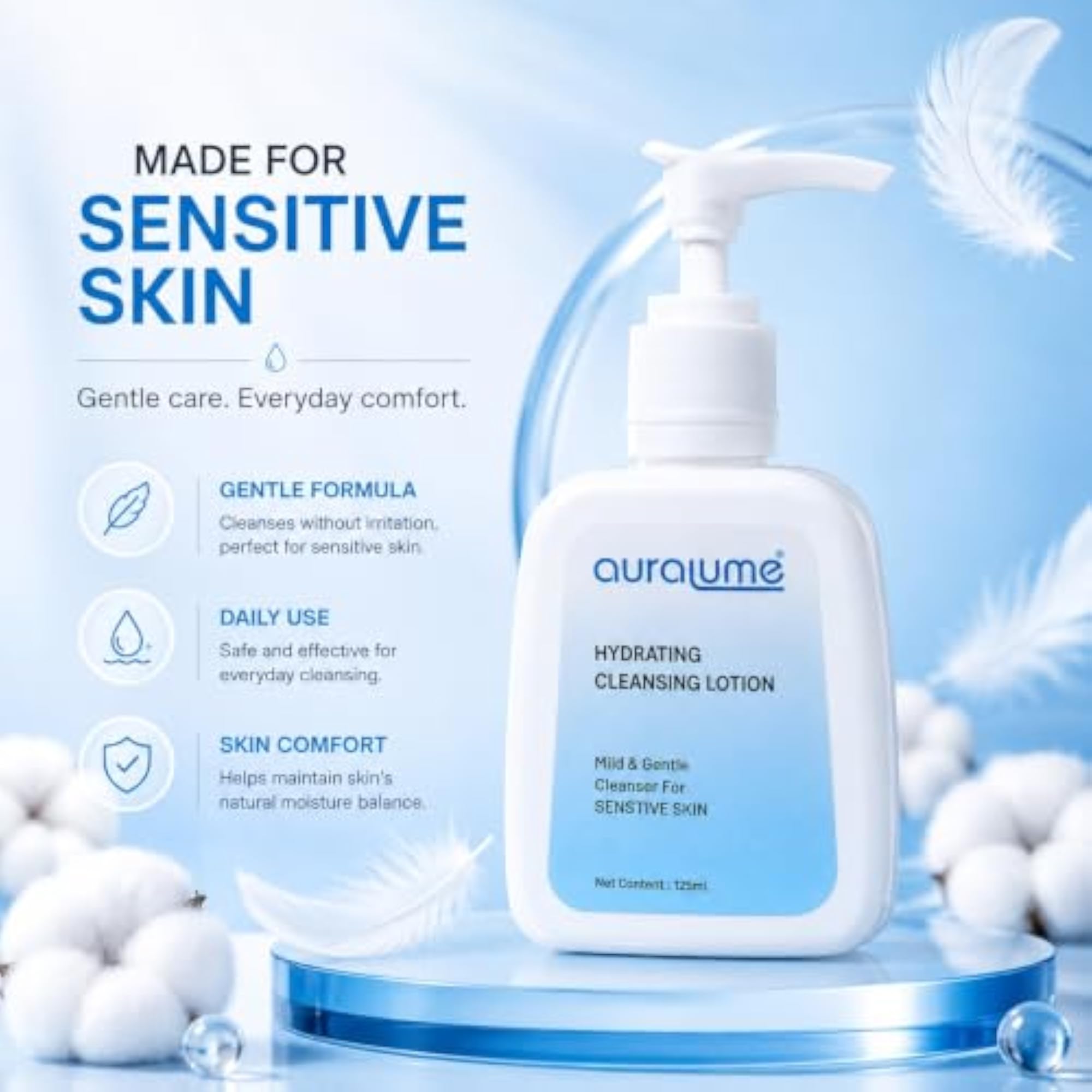 Hydrating Cleansing Lotion with Aloe Vera Extract, 125ml
