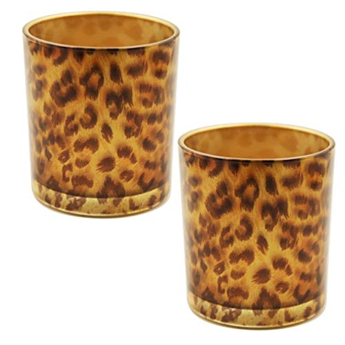 Osaladi Glass Candle Holder Tealight Stand Cup Fragrance Warmer Leopard Print Candlestick Holder Desktop Centerpiece For Home Wedding Decor #TOP7