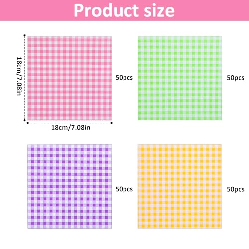 200 Blatt Käsepapier 18 X 18 Cm Checkered Wachspapier Butterbrotpapier Pommestüten Papier Deli Basket Liner Wachspapier Für Lebensmittel Verpackung Kariert Für Sandwich Fast Food Snacks Hamburger (1)