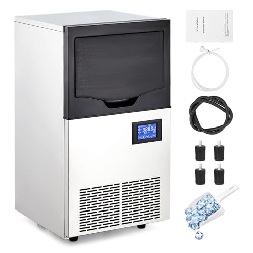 Commercial Ice Maker Machine,Freestanding/Under Counter Stainless Steel Ice Machine,110Lbs/Day with 50Lbs Ice Storage Capacity,Self Cleaning Ice Maker for Restaurant/Bar/Cafe/Shop/Home/Office -  MERXENG, icemaker-3