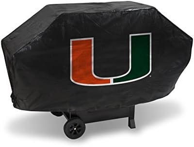 NCAA Rico Industries Miami Hurricanes Black Deluxe Grill Cover Deluxe Vinyl Grill Cover - 68" Wide/Heavy Duty/Velcro Staps