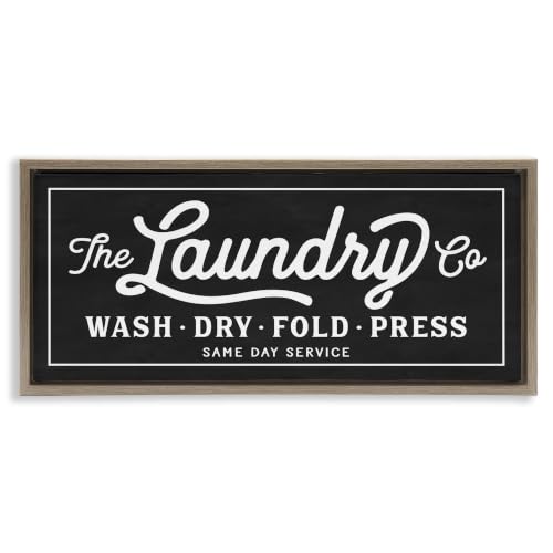 Vintage Laundry Cursive Typography, 10 x 24 Inch Canvas in Floater Frame