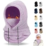 Finvizo Winter Balaclava Ski Mask: Windproof Fleece Warm Face Cover Hood for Men Women Outdoor Sports Snowboarding Skiing Hiking Cycling Breathable Thermal Cold Weather Gear, Purple