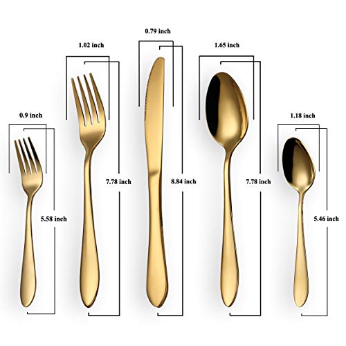 HOMQUEN Gold Besteck Set aus Edelstahl für 6 Personen, 30 Teile