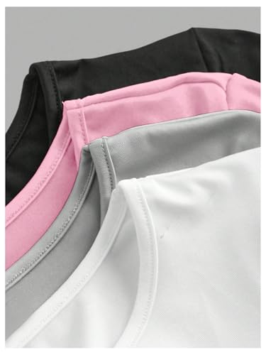 SOLY HUX Girl's Crop Tops 4 Piece Short Sleeve Crew Neck T Shirts Solid Basic Slim Fit Tee3