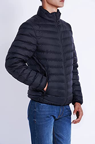 Ersdgg Men's Lightweight Packable Down Jacket Short Full-Zip Down Coat, 700 Fill Power Down Black 10 #TOP4