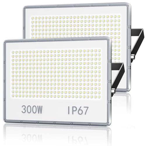 Topaubub Focos Led Exterior 300w - 30000lm 6500k Blanco Frío Proyector Led Exterior 2 Piezas Impermeable Ip67 Focos De Jardin Patio