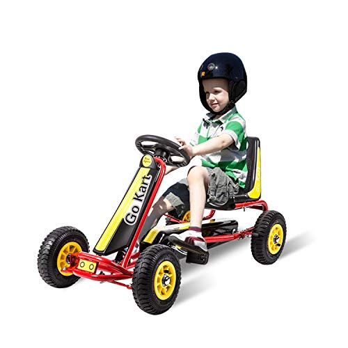 Kinfant Pedal Go Kart, Ride On Toys for Boys and Girls, Go Kart, Toddler Ride on Toys, Outdoor Toys, for 3â€“8 Years Old (Yellow)