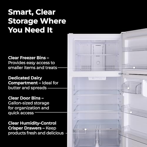 Kenmore 33 in. 20.5 cu. ft. Capacity Refrigerator/Freezer with Full-Width Adjustable Glass Shelving, Humidity Control Crispers, ENERGY STAR Certified, White - Image 6
