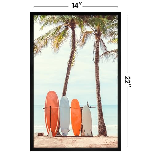 Image of Americanflat 14x22 Picture Frame with Polished Plexiglass - Streamline Collection - Thin Border Picture Frame for Wall Display - Hanging Hardware Included - Black