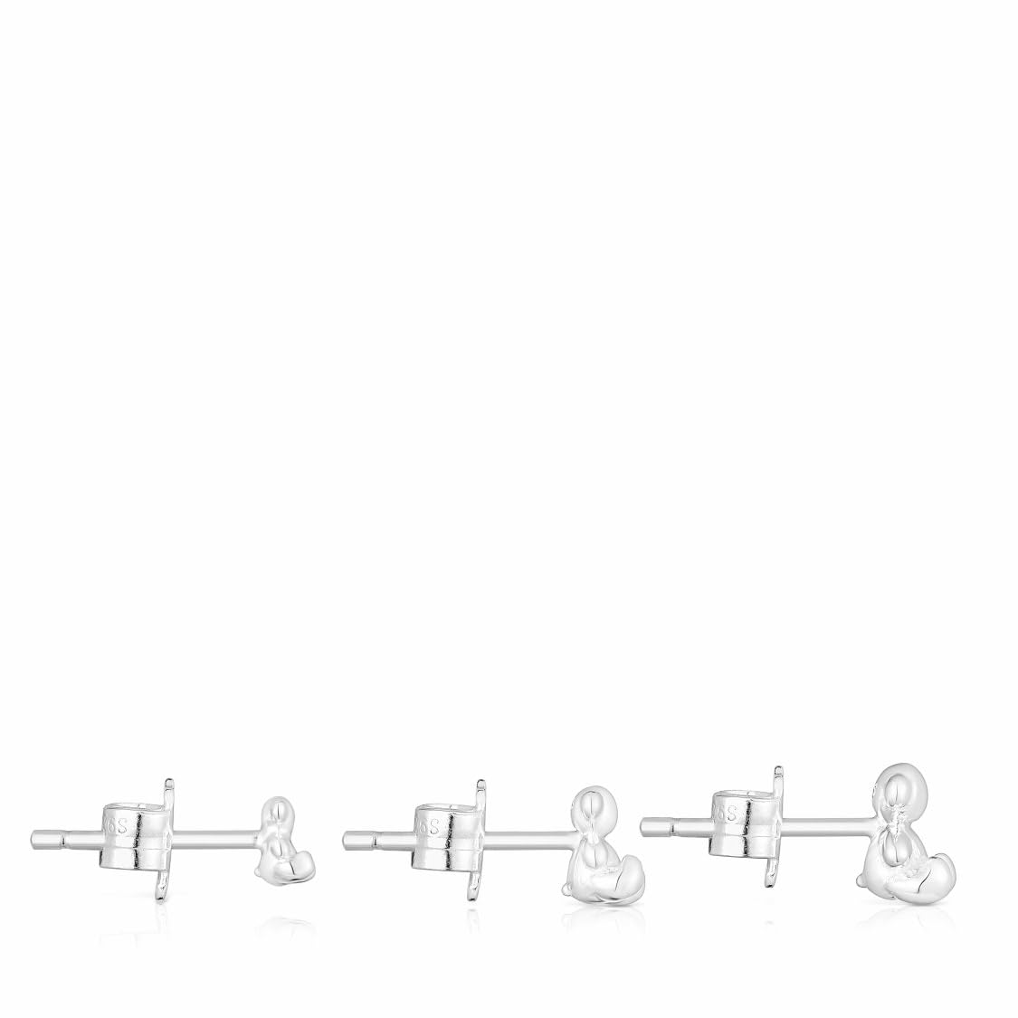 TOUS Pendientes de Plata de Primera Ley para Mujer, Pack de 3 Pendientes de entre 4,5 a 6 mm, Colección Bold Bear
