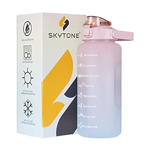 SKYTONE GYM Plastic Water Bottle, Spirit Motivational Water Gallon with Time Marker Large Capacity 2000ML, Leakproof BPA Free Fitness Sports Water Bottle (Pink, 1 Piece)