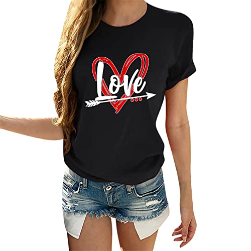 Imagen de Camiseta para mujer con estampado de San Valentín para parejas como regalo romántico con manga corta diseño a juego
