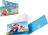 AMSCAN EUROPE GMBH Juego de 8 invitaciones y sobres Super Mario Bros para cumpleaños infantil o fiesta temática, tarjetas de invitación para niños Luigi Toad