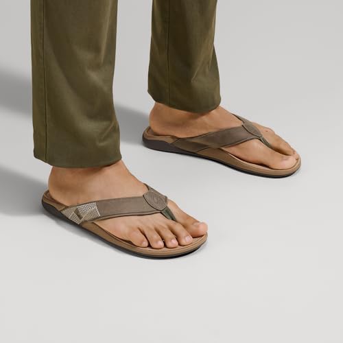 Image of OluKai Tuahine Men's Waterproof Leather Sandals, Versatile Beach Flip Flops, Arch Support & Comfort Fit, Lightweight & Durable, Enhanced Grip & Traction