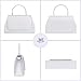 Larcenciel Women's Evening Handbags, Silver Glitter Clutch Purses w/Chain Strap, Fashion Sequin Ladies Top-Handle Party Bags Crossbody Bag for Formal Events Cocktail Night Weddings Prom, 8.7x4.7x2.2in