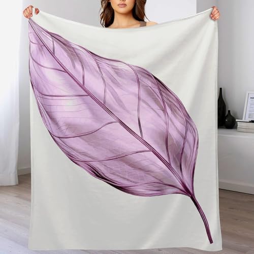 Couverture en flanelle douce de qualité supérieure, jeté de lit design feuilles lilas