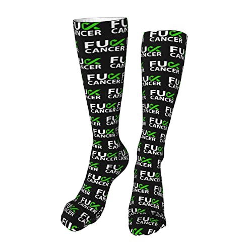 Fuck Lymphoma Cancer Lime Green Ribbon Men's Casual Long Socks Winter Warm3
