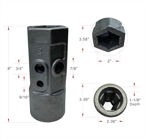 35CrMo Alloy Steel Weld-On Auger Bit Repair Hub – Heat Treated Cast Construction, 2" Female Hex, 7/8" & 3/4" Pin Holes, High Toughness Impact-Resistant Design by XIYHONG - Image 4