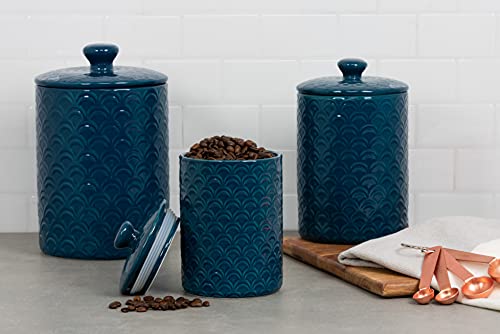 Image of 10 Strawberry Street Kitchen Canister, 3 Piece Set, Ocean Navy
