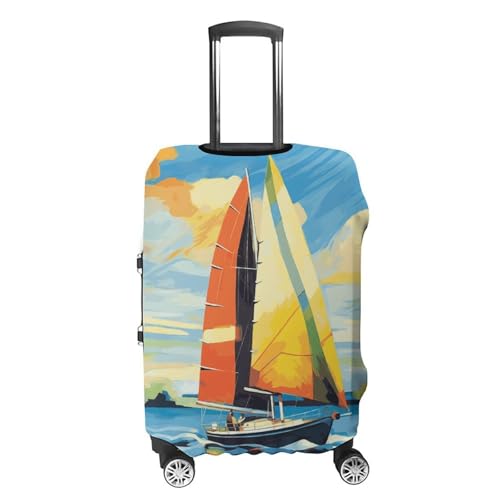 Colorful Sail Boat Printed Luggage Cover Protector, Fits 18-32 Inch Luggage4