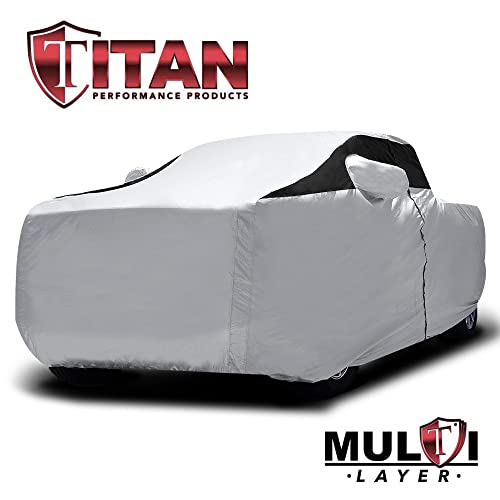 Image of Titan Premium Multi-Layer PEVA Car Cover for Large Pick-up Trucks 213-234 inch. Waterproof, UV Protection, Anti-Scratch Protective Lining, Driver-Side Zippered Opening. Fits F-150, Silverado and More.