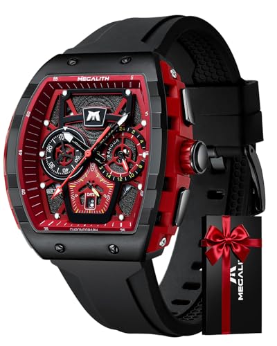 MEGALITH Reloj Grande Militar de Pulsera para Hombre, Cronografo Analogico Impermeable, Diseño Elegante Deportivo, Esfera Cuadrada, Caucho Negro MEGALITH Reloj Grande Militar de Pulsera para Hombre, Cronografo Analogico Impermeable, Diseño Elegante Deportivo, Esfera Cuadrada, Caucho Negro